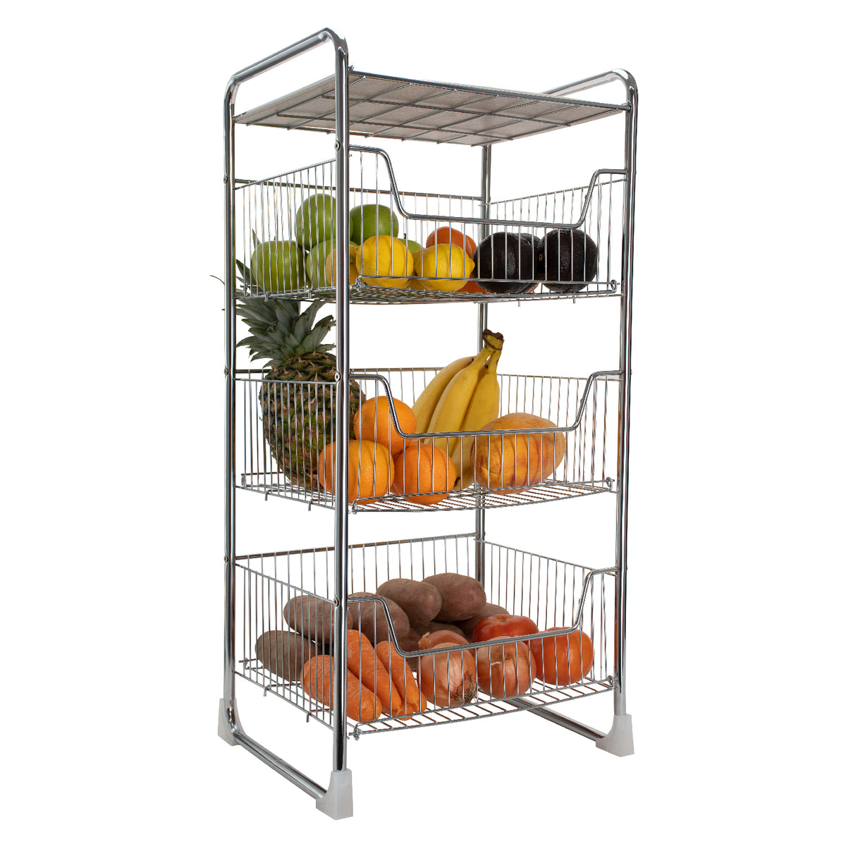 Organizador Estante Frutera GreenBox 3 Niveles Cromado